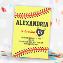 Invitaciones a la fiesta de cumpleaños de Softball