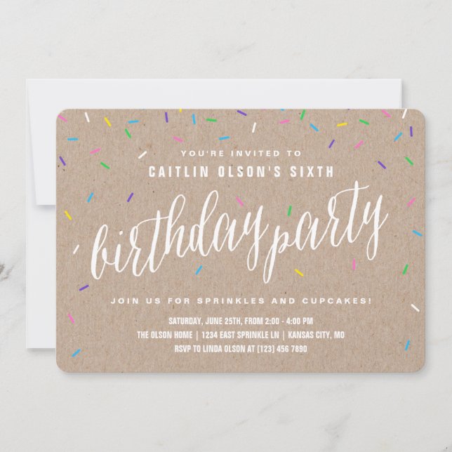 Invitaciones a la fiesta de cumpleaños de Sprinkle (Anverso)