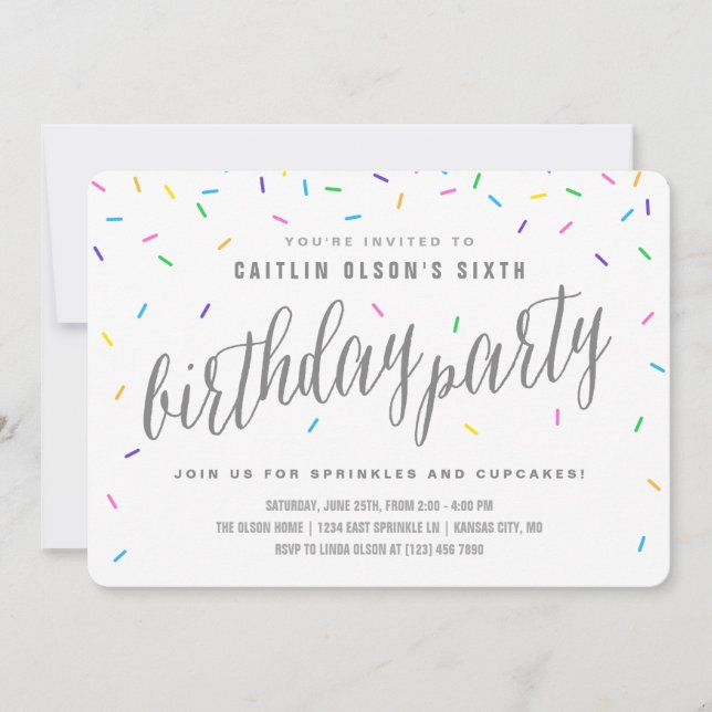 Invitaciones a la fiesta de cumpleaños de Sprinkle (Anverso)