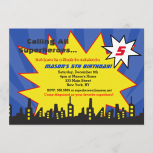 Invitaciones a la fiesta de cumpleaños de superhér
