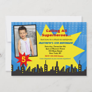 Invitaciones a la fiesta de cumpleaños de superhér