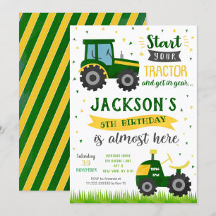 Invitaciones a la fiesta de cumpleaños de Tractor