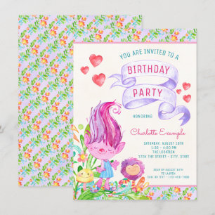 Invitaciones a la fiesta de cumpleaños de Troll