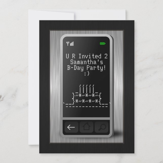 Invitaciones a la fiesta de cumpleaños de un adole (Anverso)