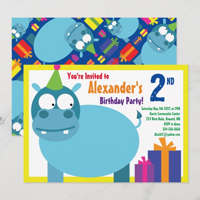 Invitaciones a la fiesta de cumpleaños de un anima (Anverso / Reverso)