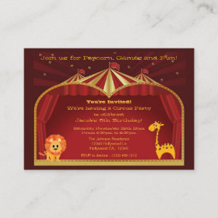 Invitaciones a la fiesta de cumpleaños de un circo