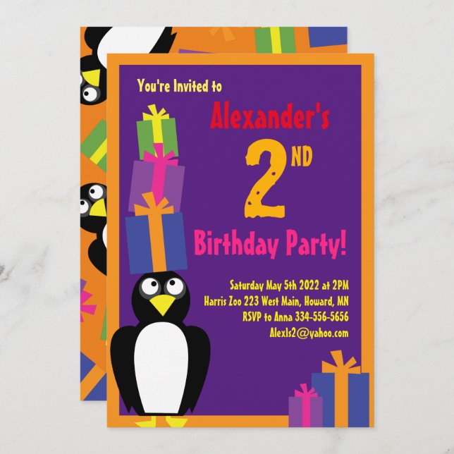 Invitaciones a la fiesta de cumpleaños de un niño  (Anverso / Reverso)