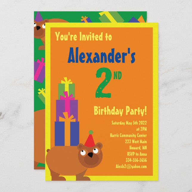 Invitaciones a la fiesta de cumpleaños de un niño  (Anverso / Reverso)
