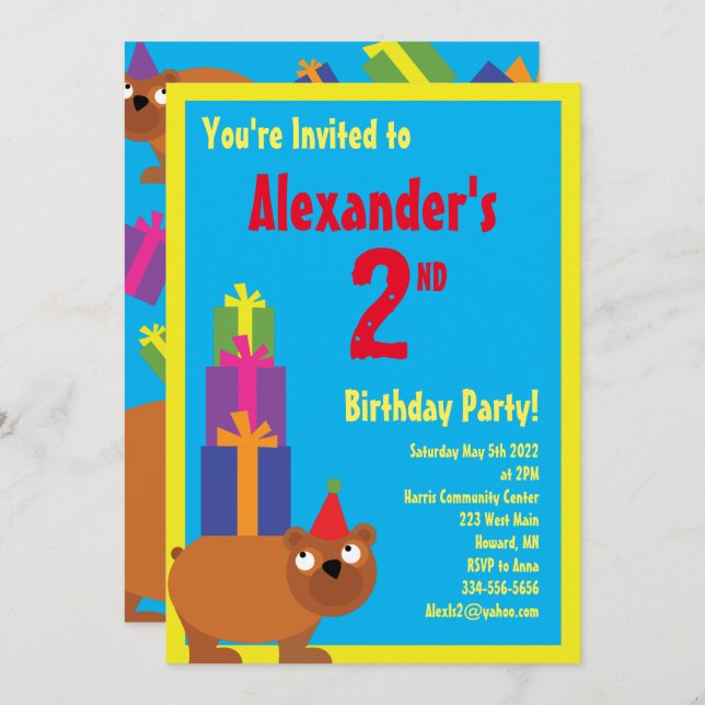 Invitaciones a la fiesta de cumpleaños de un niño  (Anverso / Reverso)