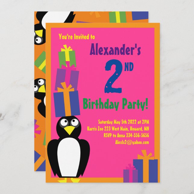 Invitaciones a la fiesta de cumpleaños de un niño  (Anverso / Reverso)