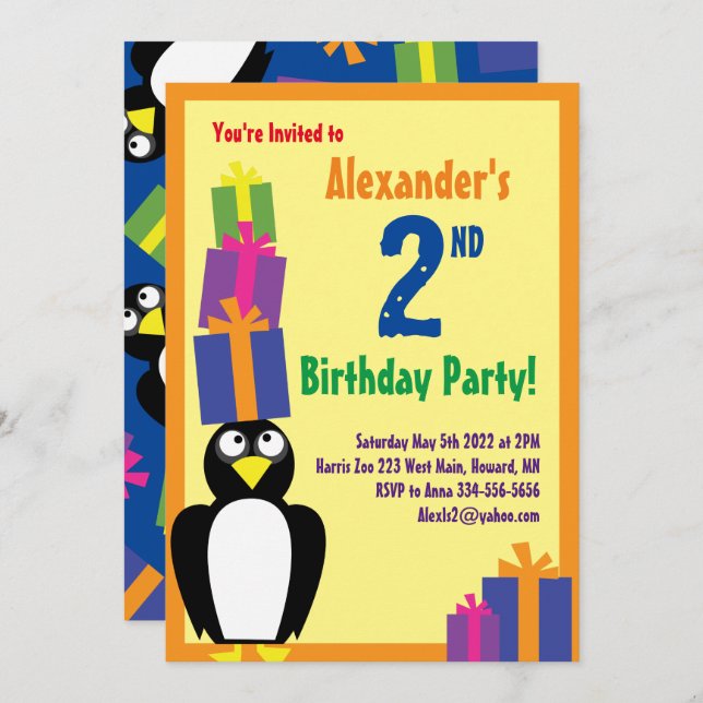 Invitaciones a la fiesta de cumpleaños de un niño  (Anverso / Reverso)