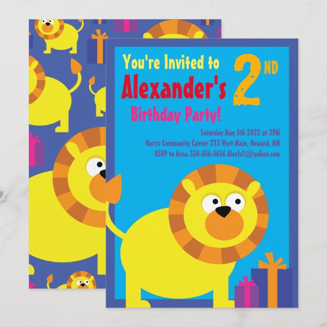 Invitaciones a la fiesta de cumpleaños de un niño  (Anverso / Reverso)