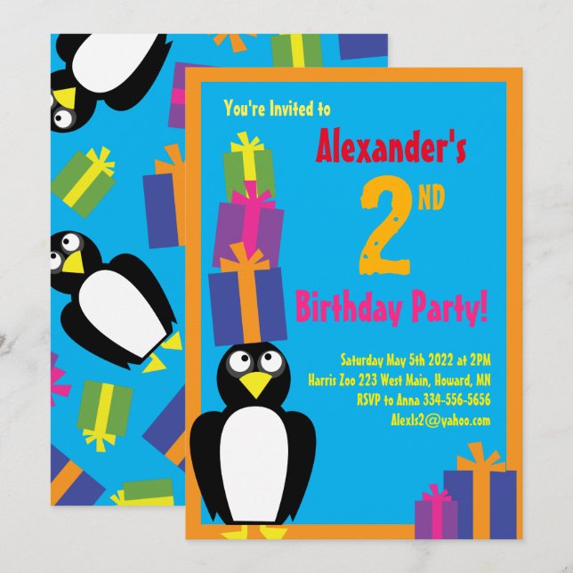 Invitaciones a la fiesta de cumpleaños de un niño  (Anverso / Reverso)