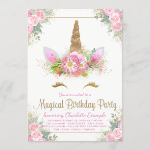 Invitaciones a la fiesta de cumpleaños de Unicorn 