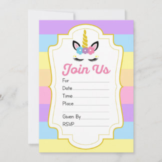 Invitaciones a la fiesta de cumpleaños de Unicorni