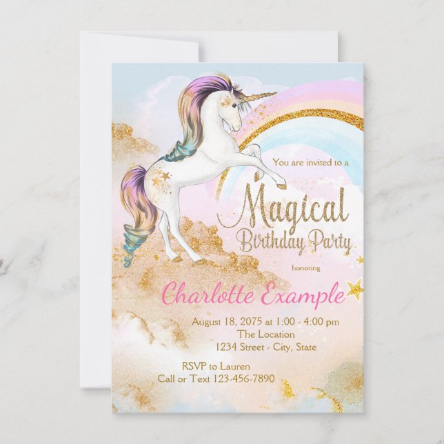 Invitaciones a la fiesta de cumpleaños de Unicorni (Anverso)