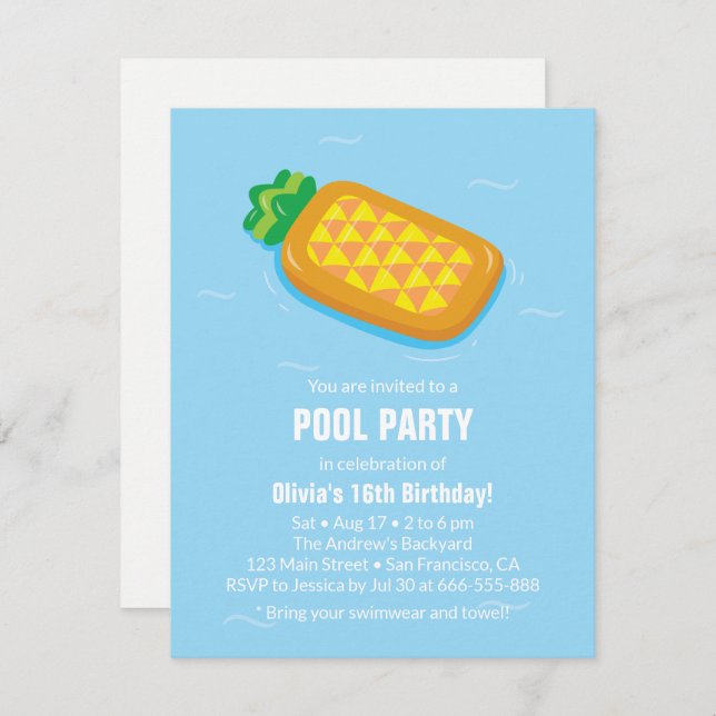 Invitaciones a la fiesta de cumpleaños de verano d (Anverso / Reverso)