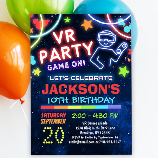 Invitaciones a la fiesta de cumpleaños de Virtual 