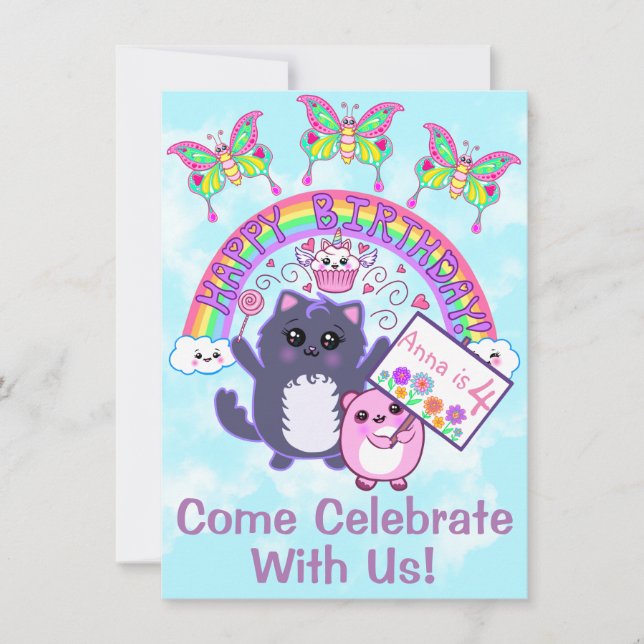 Invitaciones a la fiesta de cumpleaños del arcoiri (Anverso)