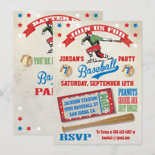Invitaciones a la fiesta de cumpleaños del béisbol