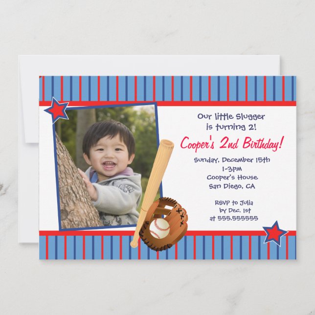 Invitaciones a la fiesta de cumpleaños del béisbol (Anverso)