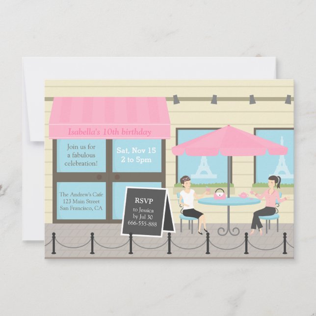 Invitaciones a la fiesta de cumpleaños del Café Fr (Anverso)