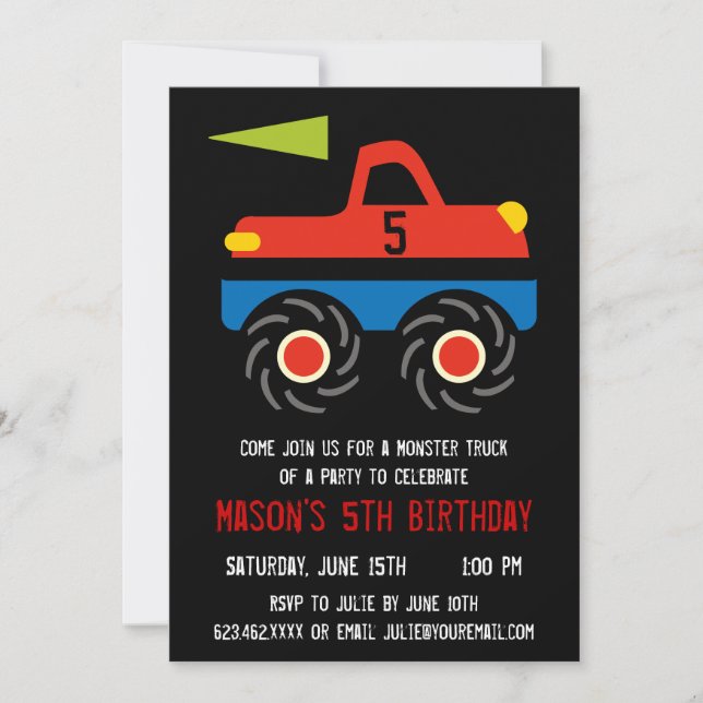 Invitaciones a la fiesta de cumpleaños del Camión  (Anverso)