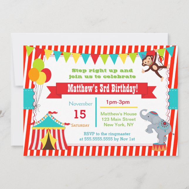 Invitaciones a la fiesta de cumpleaños del carnava (Anverso)