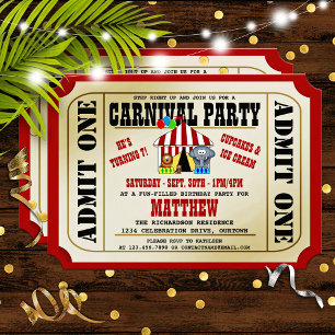Invitaciones a la fiesta de cumpleaños del Carnava