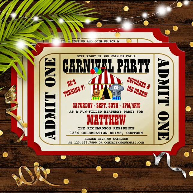 Invitaciones a la fiesta de cumpleaños del Carnava (Subido por el creador)