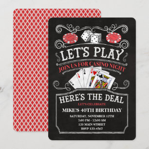 Invitaciones a la fiesta de cumpleaños del Casino