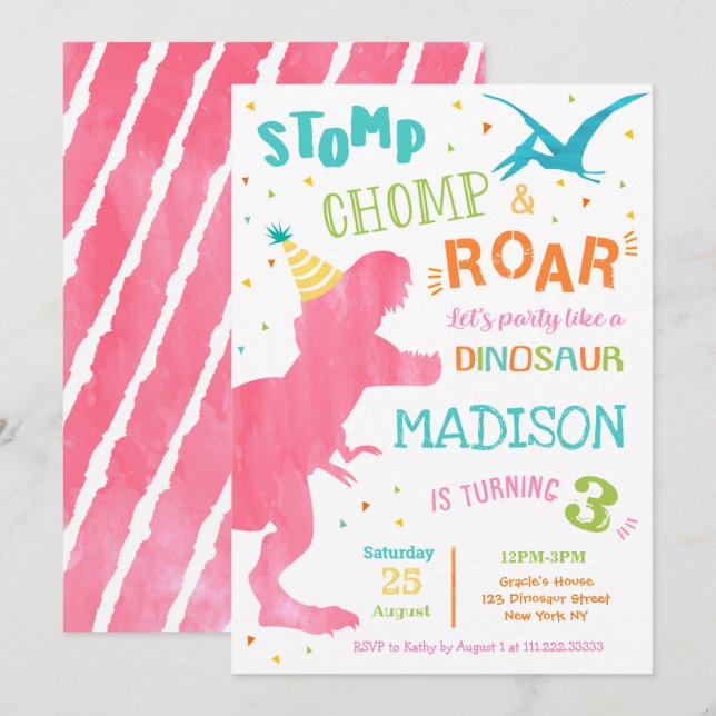 Invitaciones a la fiesta de cumpleaños del Chica d (Anverso / Reverso)