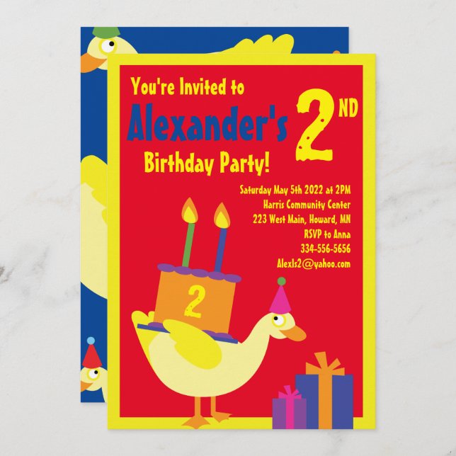 Invitaciones a la fiesta de cumpleaños del chico d (Anverso / Reverso)