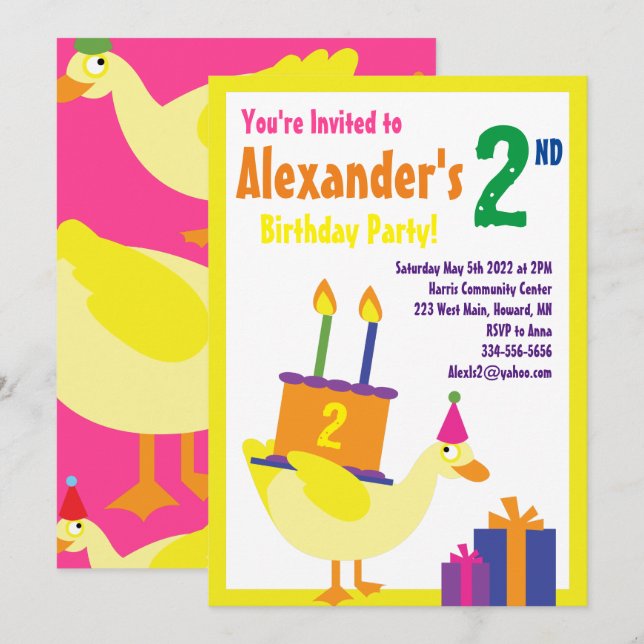 Invitaciones a la fiesta de cumpleaños del chico d (Anverso / Reverso)