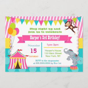 Invitaciones a la fiesta de cumpleaños del Circo c
