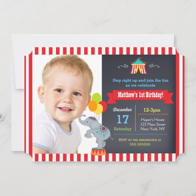 Invitaciones a la fiesta de cumpleaños del Circo d (Anverso)