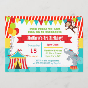 Invitaciones a la fiesta de cumpleaños del Circo d