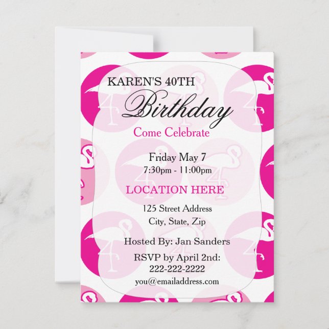 Invitaciones a la fiesta de cumpleaños del flaming (Anverso)