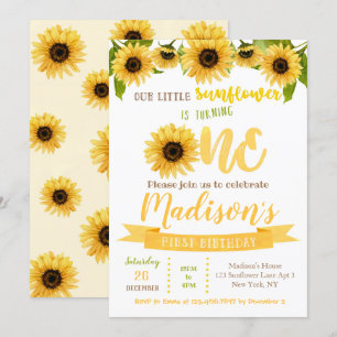Invitaciones a la fiesta de cumpleaños del girasol