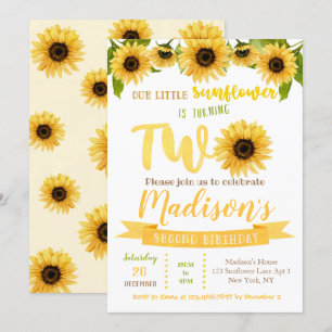Invitaciones a la fiesta de cumpleaños del girasol