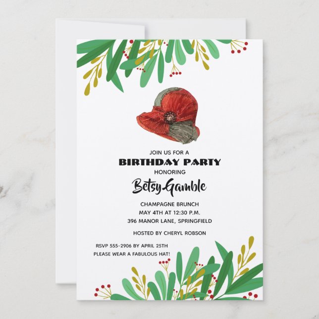 Invitaciones a la fiesta de cumpleaños del Gorra d (Anverso)