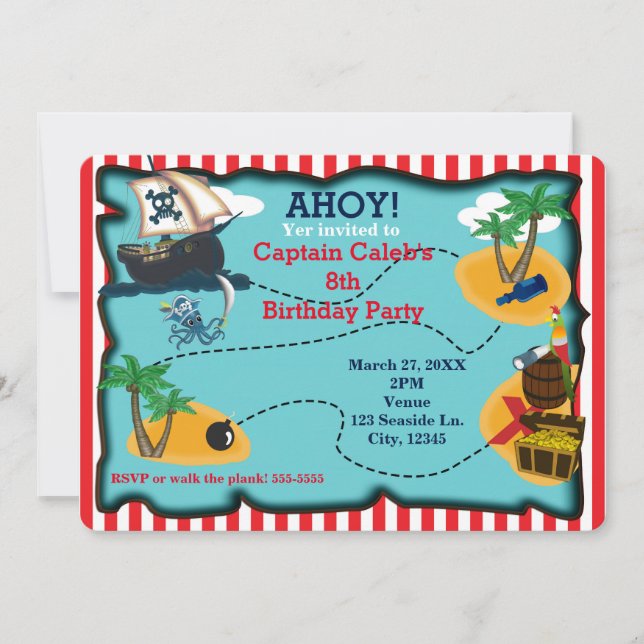 Invitaciones a la fiesta de cumpleaños del mapa de (Anverso)
