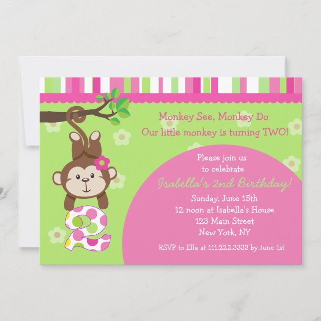 Invitaciones a la fiesta de cumpleaños del mono (Anverso)