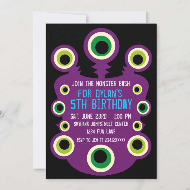 Invitaciones a la fiesta de cumpleaños del Monstru (Anverso)