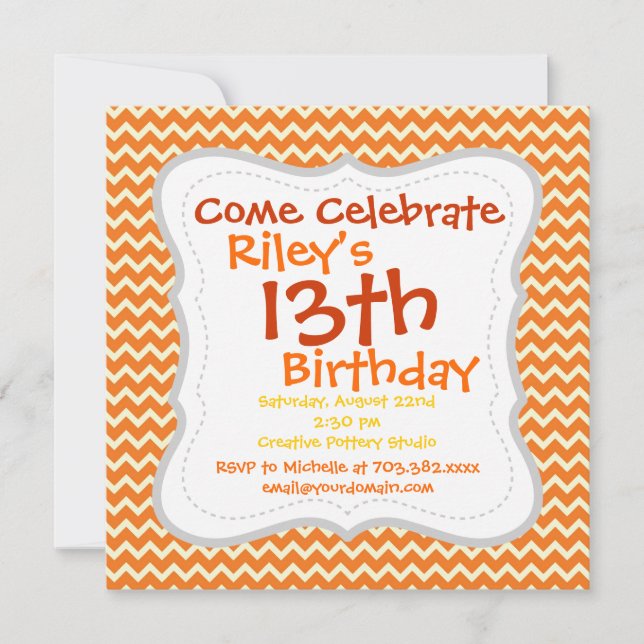 Invitaciones a la fiesta de cumpleaños del Naranja (Anverso)