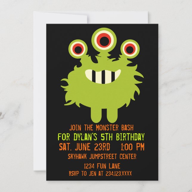 Invitaciones a la fiesta de cumpleaños del Naranja (Anverso)