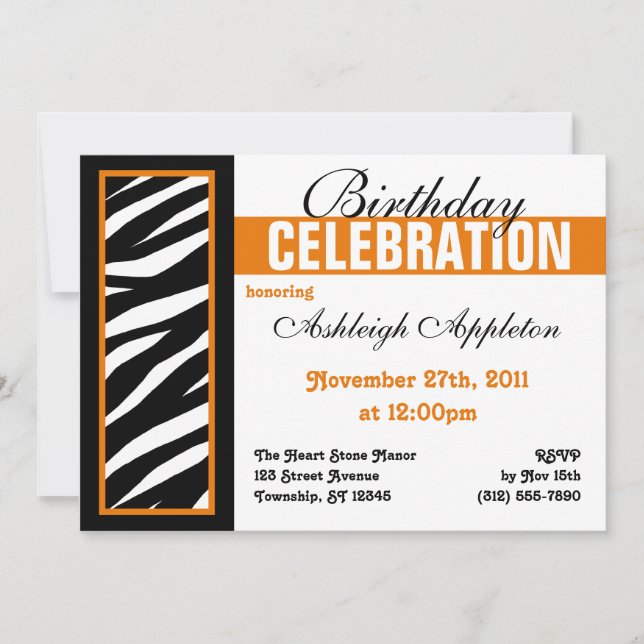 Invitaciones a la fiesta de cumpleaños del Naranja (Anverso)
