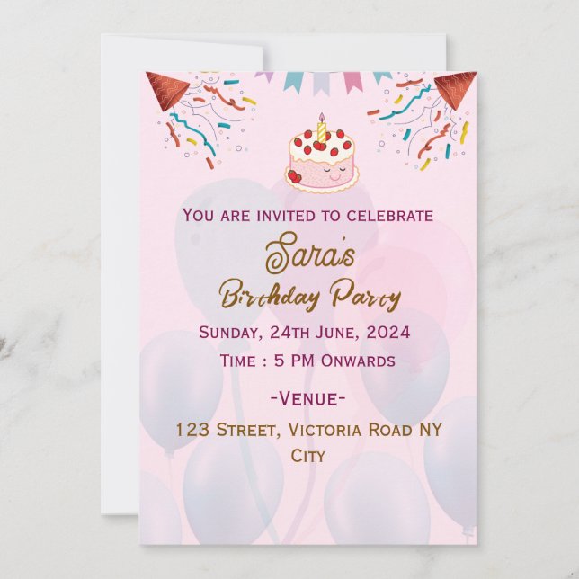 Invitaciones a la fiesta de cumpleaños del niño (Anverso)