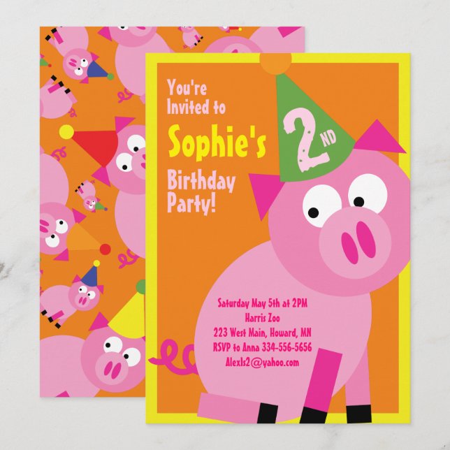 Invitaciones a la fiesta de cumpleaños del niño de (Anverso / Reverso)