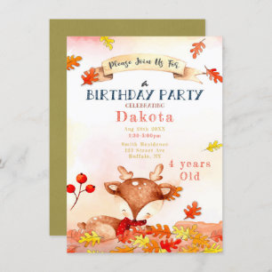 Invitaciones a la fiesta de cumpleaños del otoño p